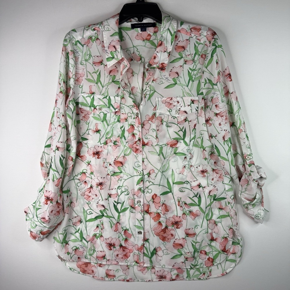 Women's Tommy Hilfiger Top Large Button Up Sheer